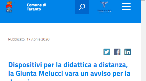 Emergenza covid19, richiesta di donazioni